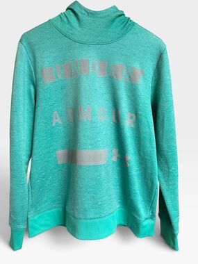 Under Armour Womens Synthetic Wordmark Cowl Neck Hoodie Teal Mint Size M